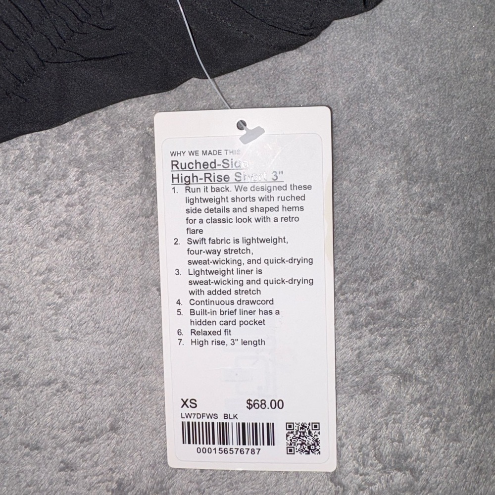 NWT lululemon athletica black ruched-side high-rise short 3” length size xsmall - Picture 4 of 4